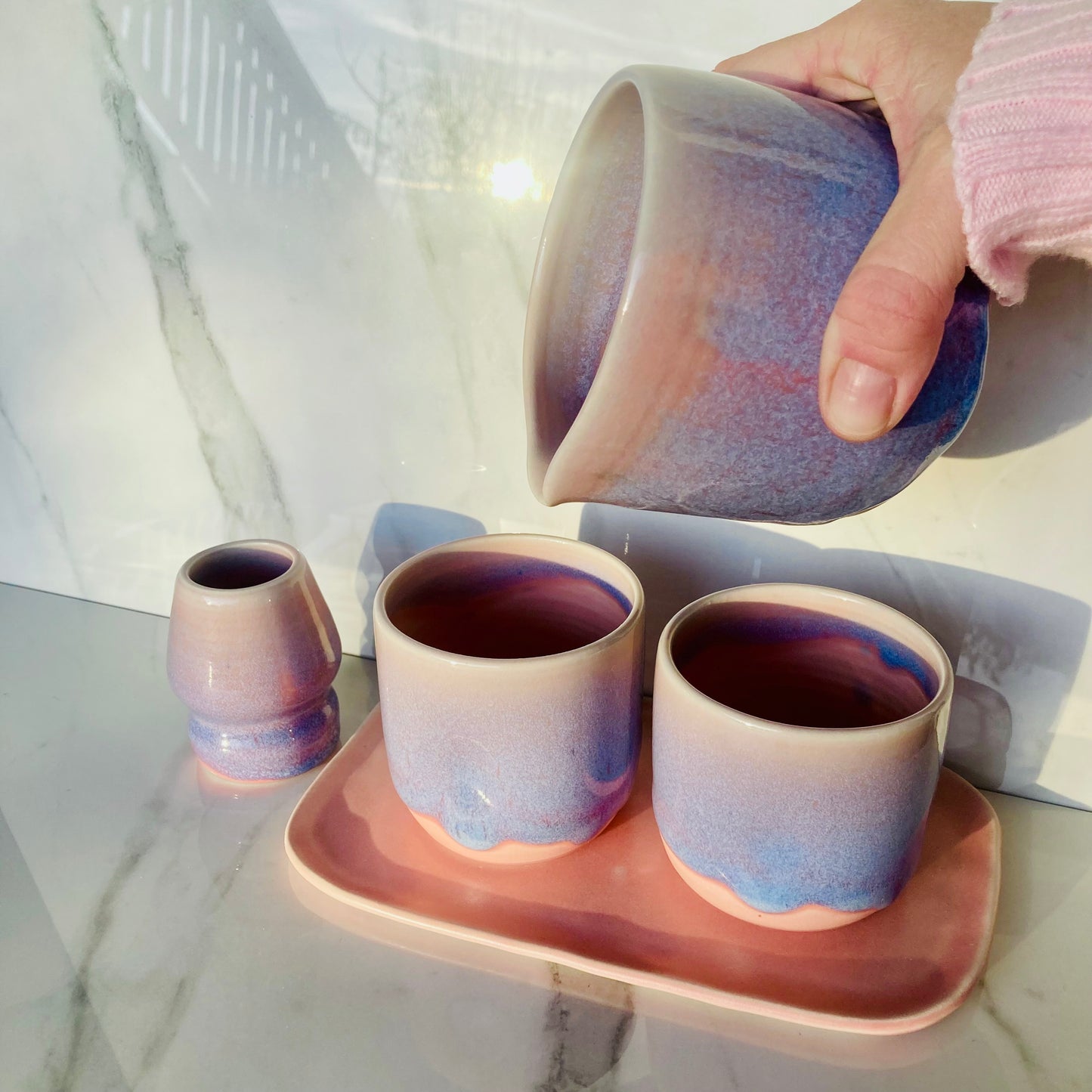 Beautiful handmade ceramic matcha bowl set 