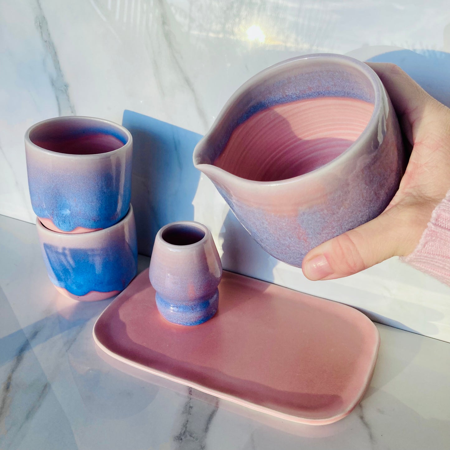 Unique handmade matcha bowl set for gift 