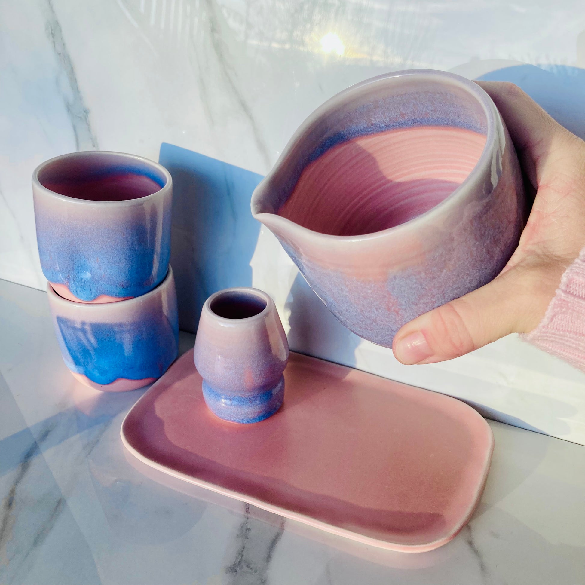 Unique handmade matcha bowl set for gift 